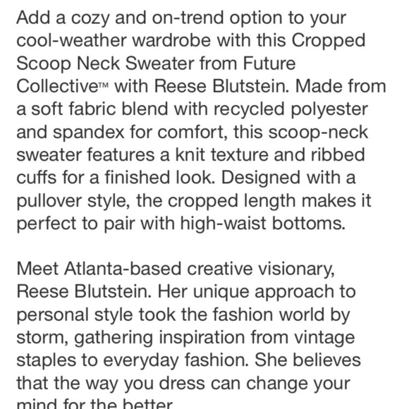 Women's Cropped Scoop Neck Sweater -
Future Collective new - Picture 7 of 8